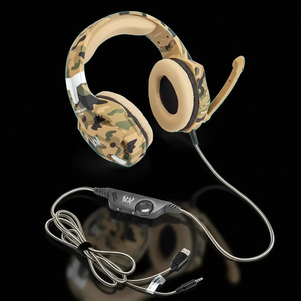 سماعة رأس Kotion Each G2600 RGB سلكية للألعاب – إصدار Camo Yellow