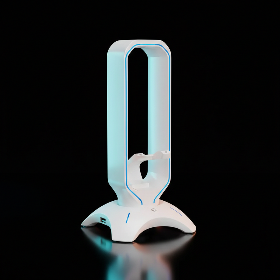 حامل سماعة الألعاب Rampage RM-H66 GUARD بإضاءة RGB مع منفذي USB ومنظم كابل ماوس