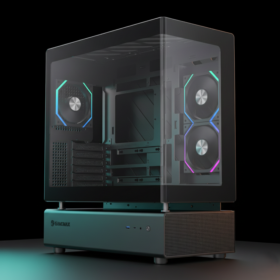 كيس GameMax N80 ARGB بحجم Mid Tower – زجاج مقوى بانورامي – أسود