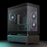كيس GameMax N80 ARGB بحجم Mid Tower – زجاج مقوى بانورامي – أسود