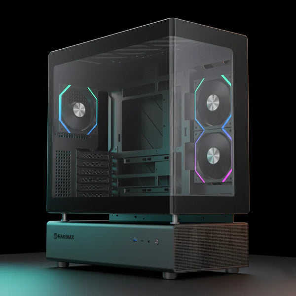 GameMax N80 ARGB Gaming Mid Tower Case – Wraparound Tempered Glass – Black