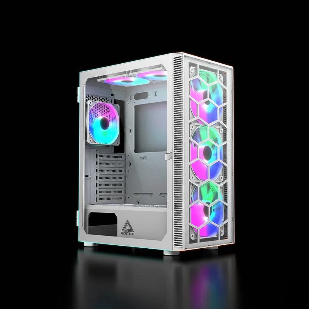 كيس  Montech X3 Glass ARGB بحجم Mid Tower – واجهة Mesh للتهوية – زجاج مقوى – أبيض