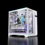 GameMax LC-WT Plus ARGB Gaming Mid Tower Case – Dual Tempered Glass – White