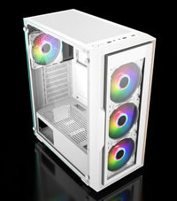 كيس  GameMax LC-TY II ARGB بحجم Mid Tower – زجاج مقوى –  أبيض