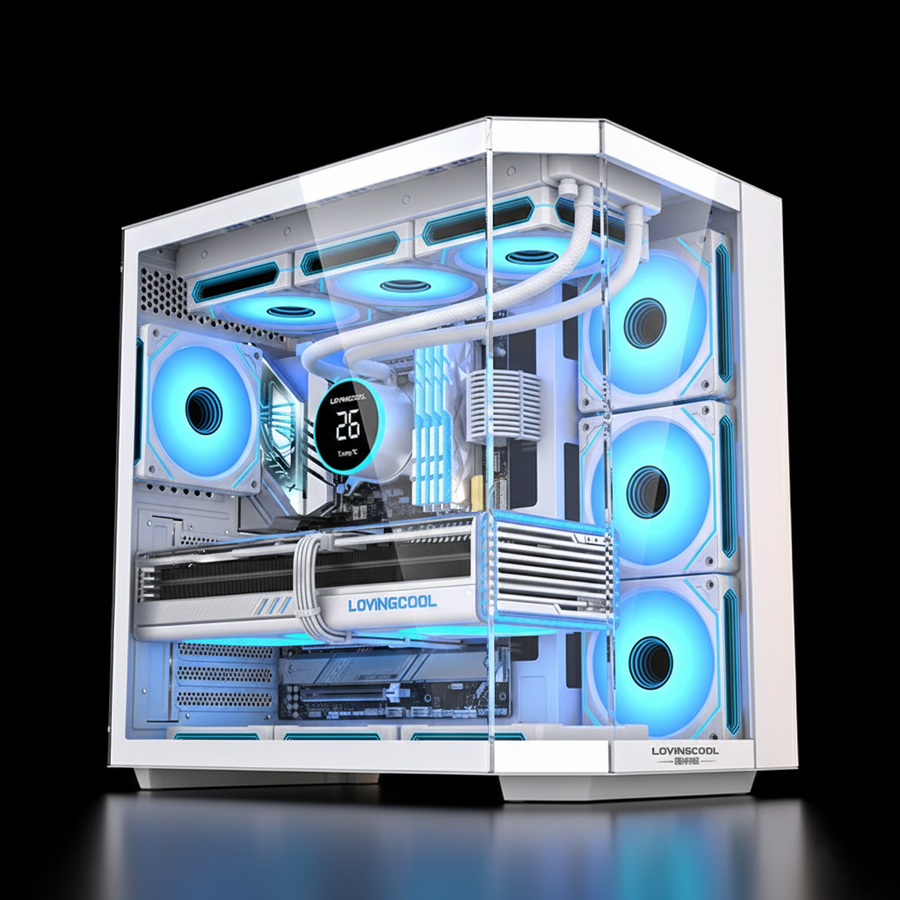 كيس  GameMax LC-TX ARGB بحجم Mid Tower – زجاج مقوى – أبيض