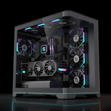 GameMax LC-TM PLUS Mid Tower Case – Black – Panoramic Tempered Glass