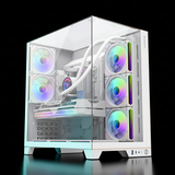 GameMax Infinity Plus ARGB Mid Tower Case – White – 5× ARGB Fans Included