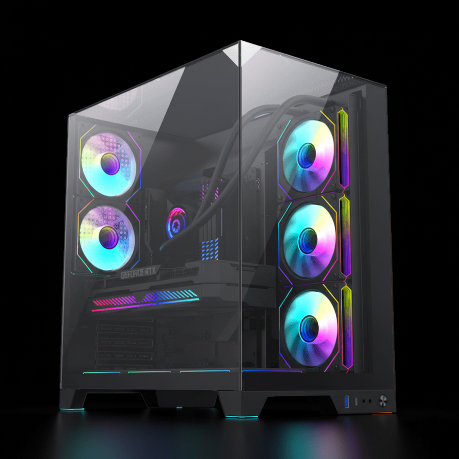 كيس GameMax Infinity Plus ARGB ميد تاور – أسود – 5 مراوح ARGB مرفقة
