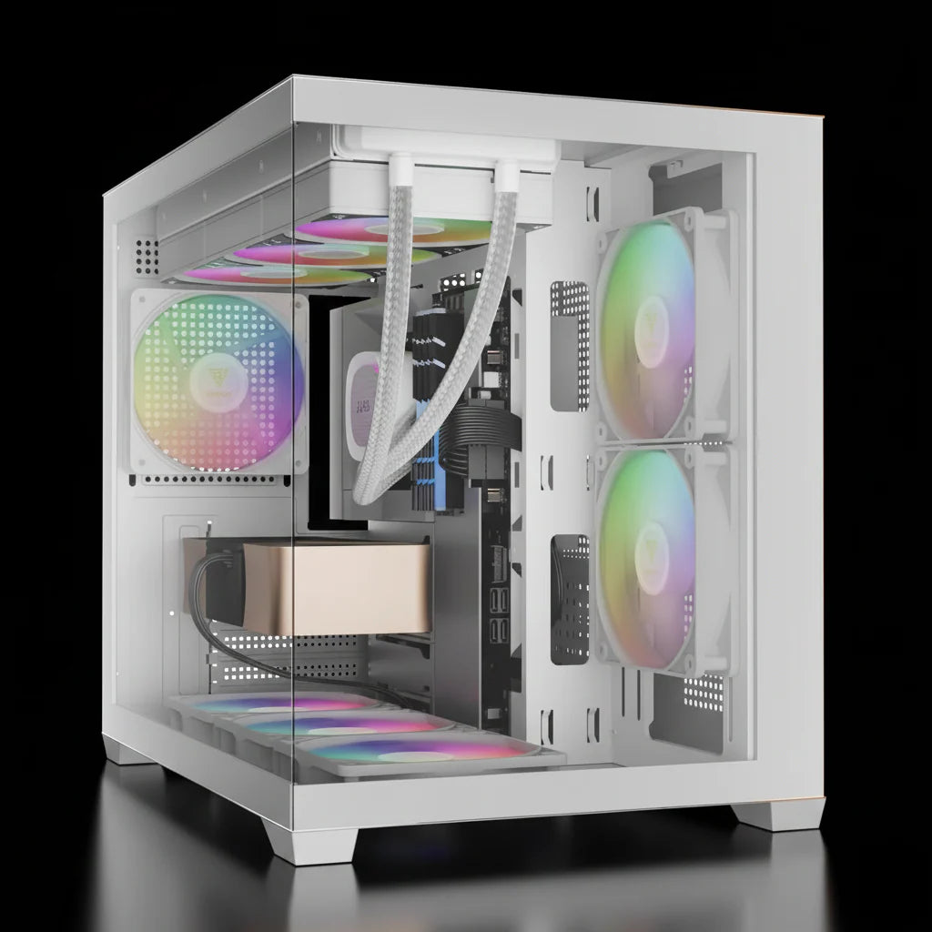 كيس GAMDIAS Aura GC10M V2 ARGB مايكرو تاور – أبيض – زجاج جانبي