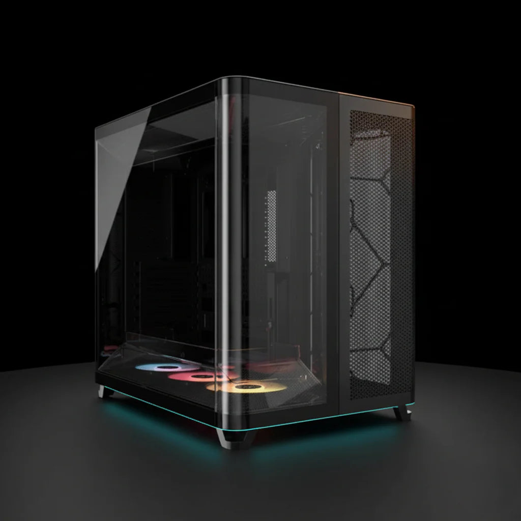 كيس Corsair AIR 5400 RS-R ARGB تريبل تشامبر – أسود – زجاج جانبي – 3 مراوح ARGB مرفقة