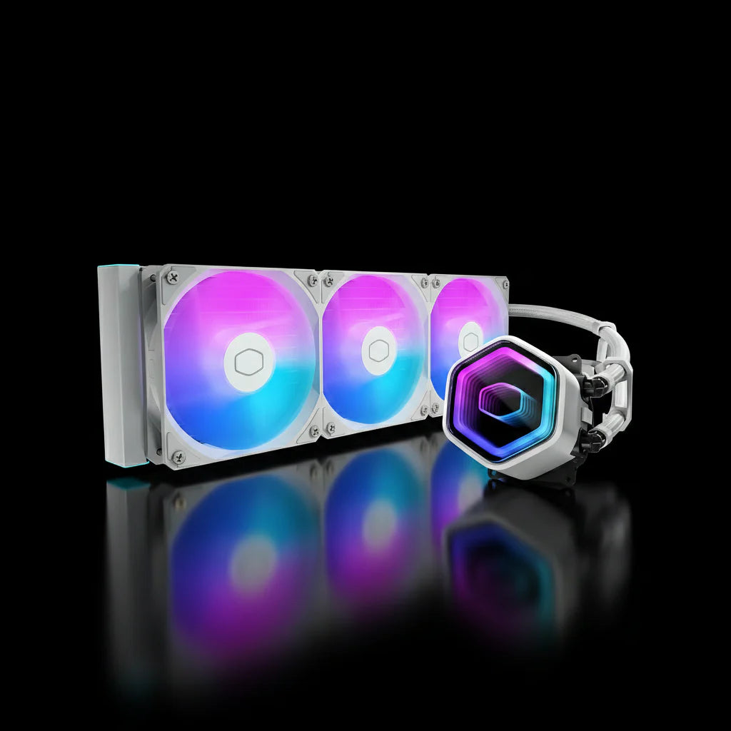 مبرد المعالج Cooler Master Core II 360mm بقدرة 280 واط TDP – دعم Intel و AMD –  أبيض