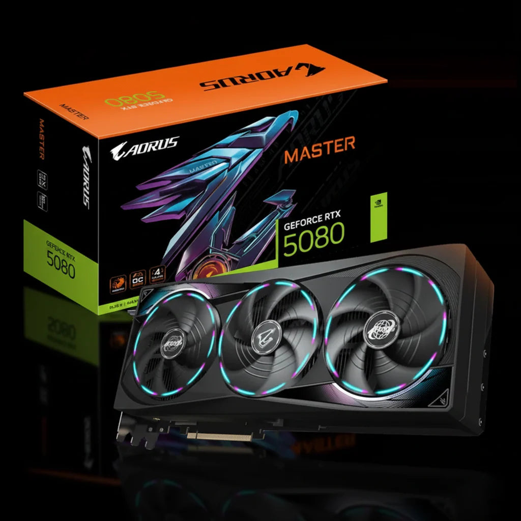 كرت شاشة Gigabyte AORUS GeForce RTX 5080 MASTER – ذاكرة 16GB GDDR7