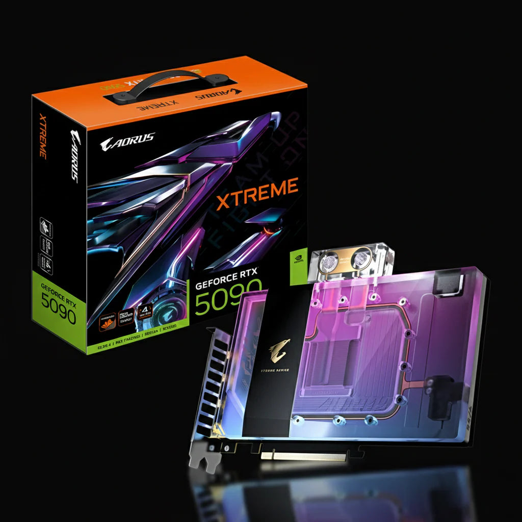 كرت شاشة Gigabyte AORUS GeForce RTX 5090 XTREME WATERFORCE WB – ذاكرة 32GB GDDR7