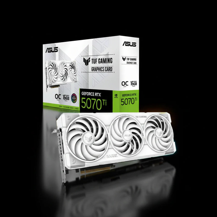 كرت شاشة ASUS TUF Gaming GeForce RTX 5070 Ti OC Edition – ذاكرة 16GB GDDR7 – أبيض