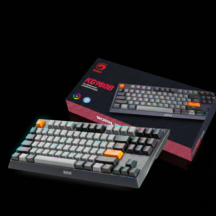 MARVO KG980B EN-B Wired Gaming Keyboard – RGB Backlit Mechanical-Style Keys