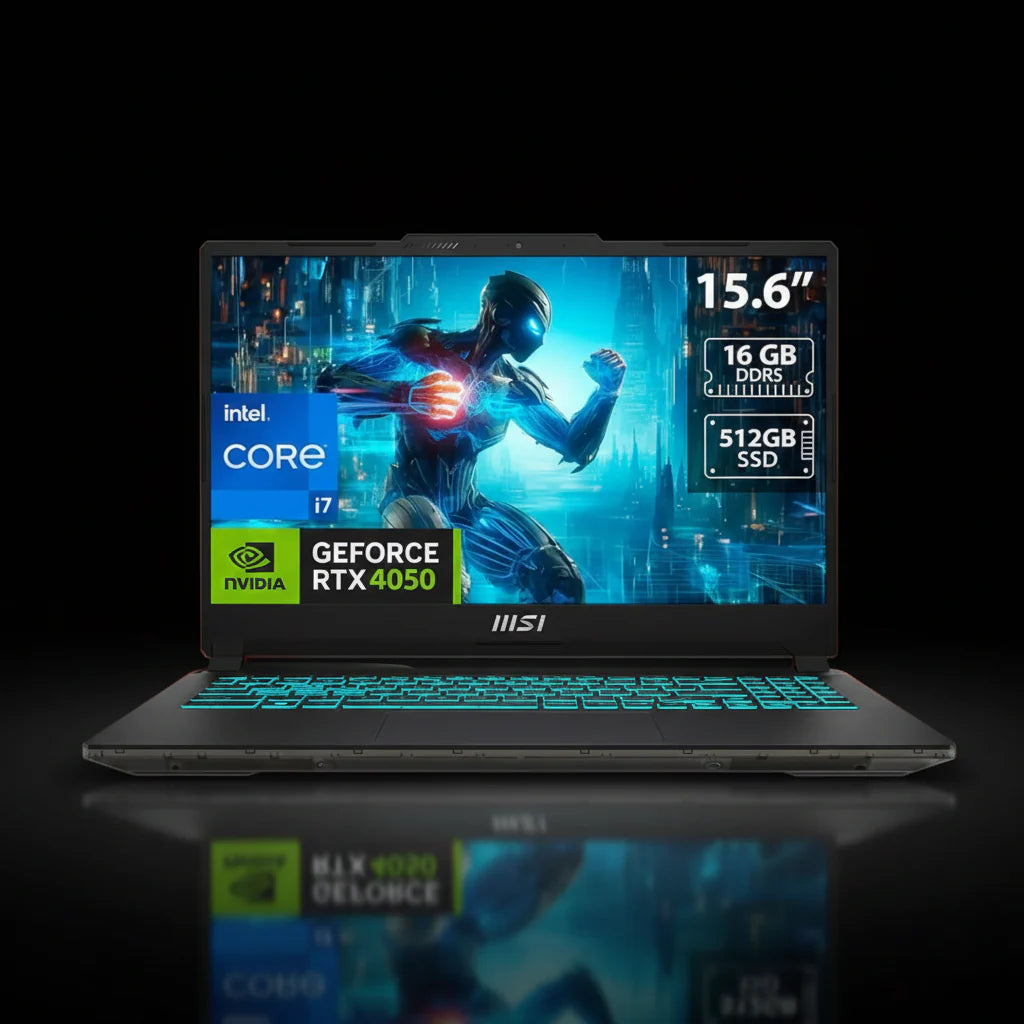لابتوب MSI Cyborg 15 للألعاب بشاشة 15.6 بوصة ومعالج Intel Core i7-13620H وذاكرة 16GB وتخزين 512GB SSD وكرت شاشة RTX 4050