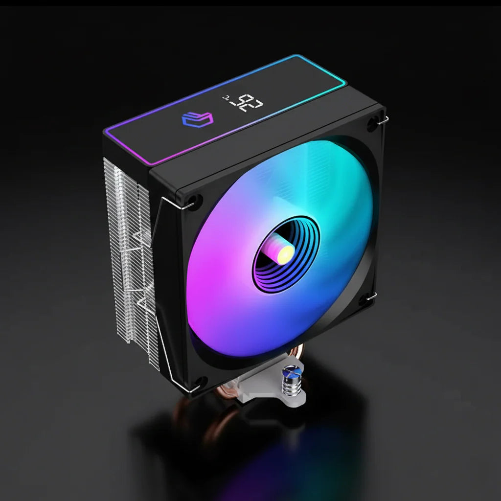 مبرد المعالج LovingCool RGB بشاشة عرض رقمية لدرجة الحرارة – مروحة 120mm – أسود