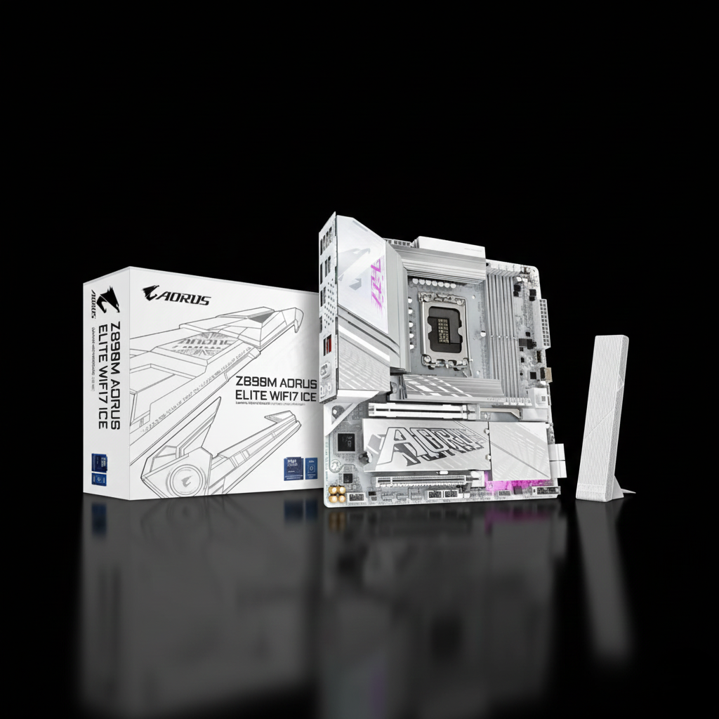 Gigabyte Z890M AORUS ELITE WIFI7 ICE Motherboard – LGA1851 – DDR5 – PCIe 5.0 – Bluetooth – ATX