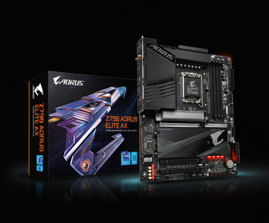 لوحة أم Gigabyte Z790 AORUS ELITE AX – مقبس LGA1700 – دعم DDR5 – WiFi 6E – شبكة 2.5GbE – بحجم ATX