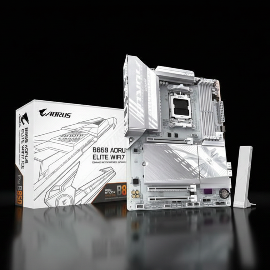 Gigabyte B850 AORUS ELITE WIFI7 ICE Motherboard – AM5 – DDR5 – 2.5GbE LAN – Bluetooth – ATX