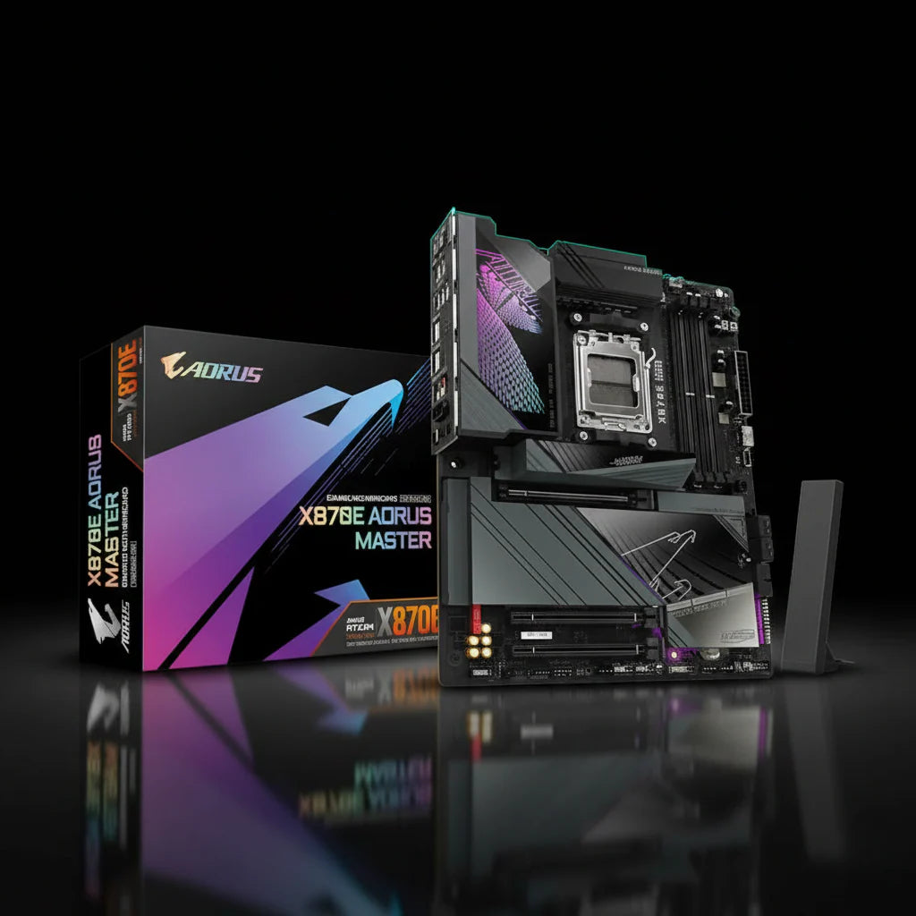 لوحة أم Gigabyte X870E AORUS MASTER – مقبس AM5 – دعم DDR5 – WiFi 7 – شبكة 5GbE – بحجم ATX
