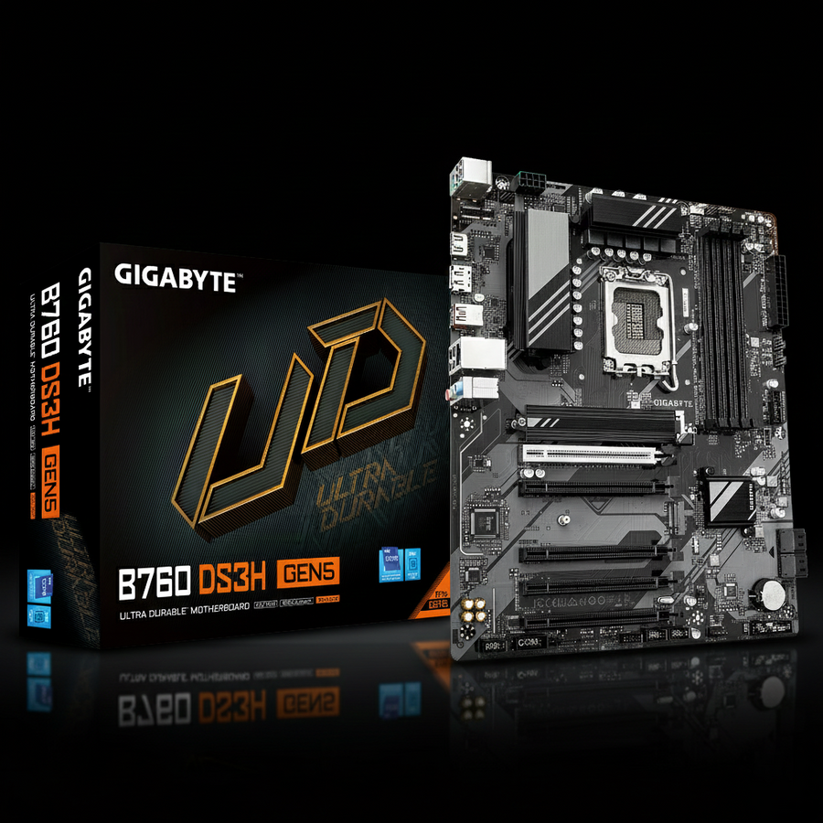 GIGABYTE B760 DS3H ATX Motherboard – DDR5 – PCIe Gen5 – LGA1700 Socket – DP & HDMI