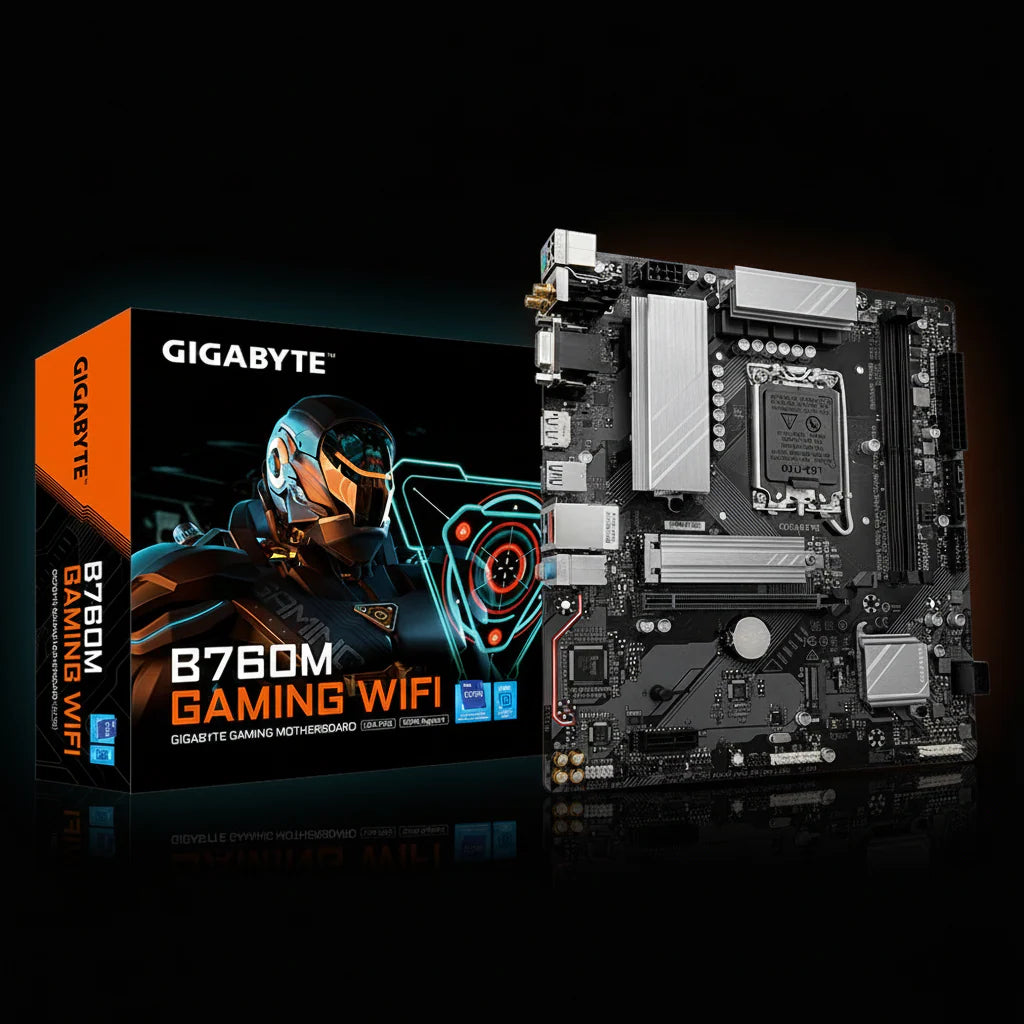 لوحة أم GIGABYTE B760M Gaming Plus WiFi بحجم mATX – تدعم DDR4 – مقبس LGA1700 – شبكة 1 GB