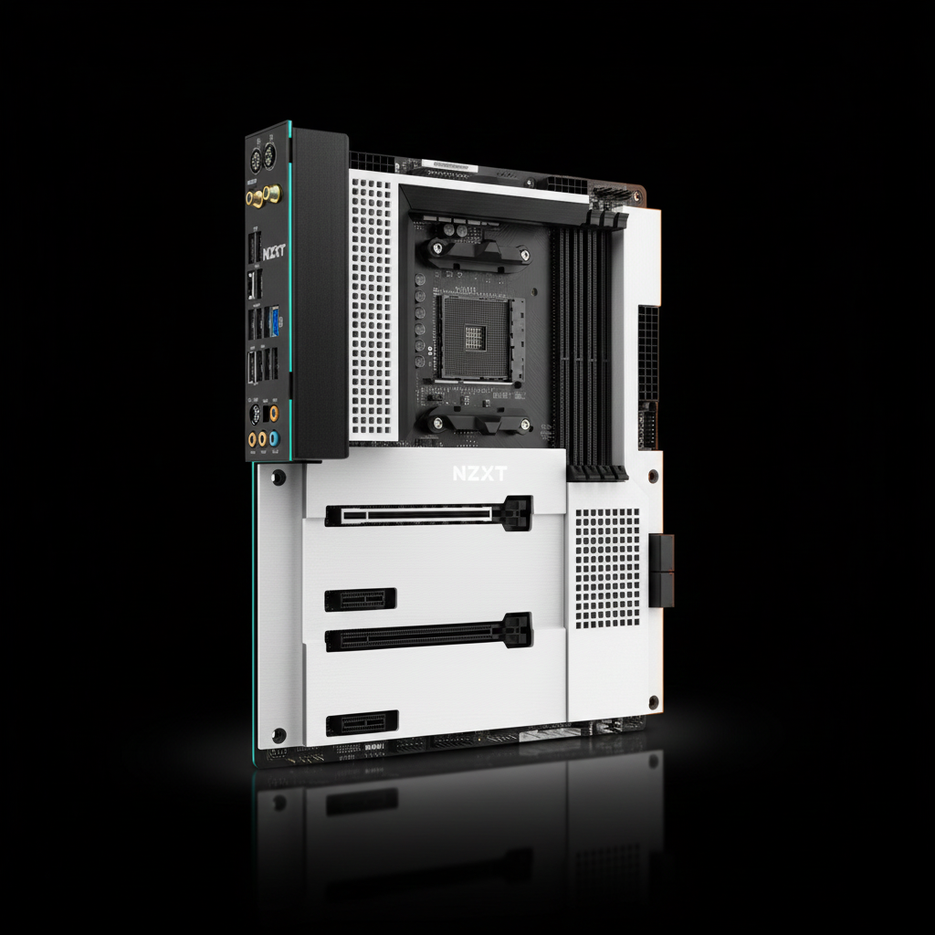 NZXT N7 B550 White ATX Motherboard – AM4, DDR4 Support