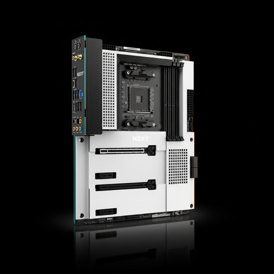NZXT N7 B550 White ATX Motherboard – AM4, DDR4 Support