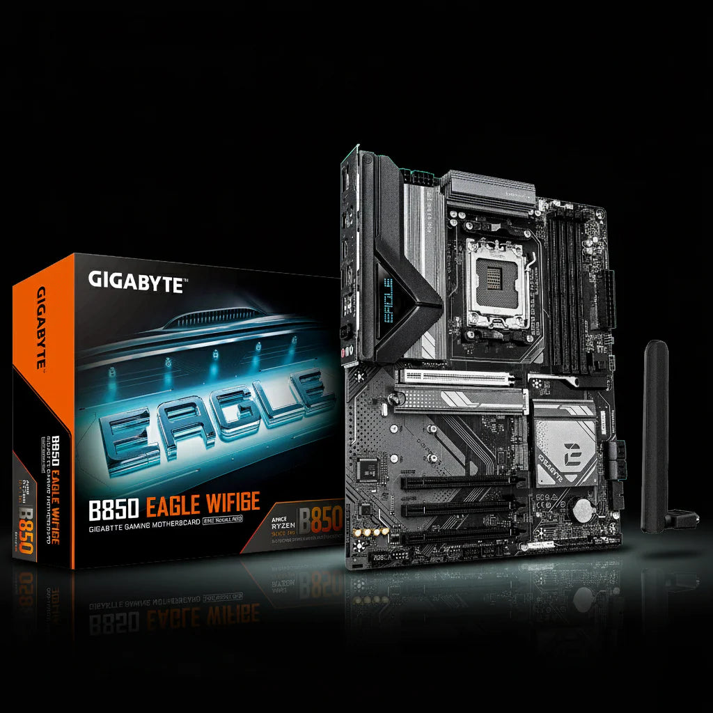 لوحة أم Gigabyte B850 EAGLE WIFI6E – مقبس AM5 – دعم DDR5 – شبكة 2.5GbE – بلوتوث – بحجم ATX