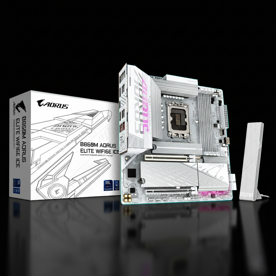 Gigabyte B860M AORUS ELITE WIFI6E ICE Motherboard – LGA1851 – DDR5 – 2.5GbE LAN – Micro-ATX