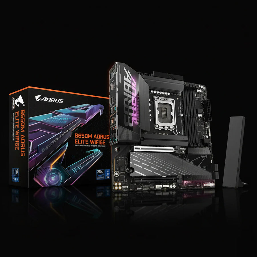 لوحة أم Gigabyte B860M AORUS ELITE WIFI6E – مقبس LGA1851 – دعم DDR5 – شبكة 2.5GbE – بحجم Micro-ATX