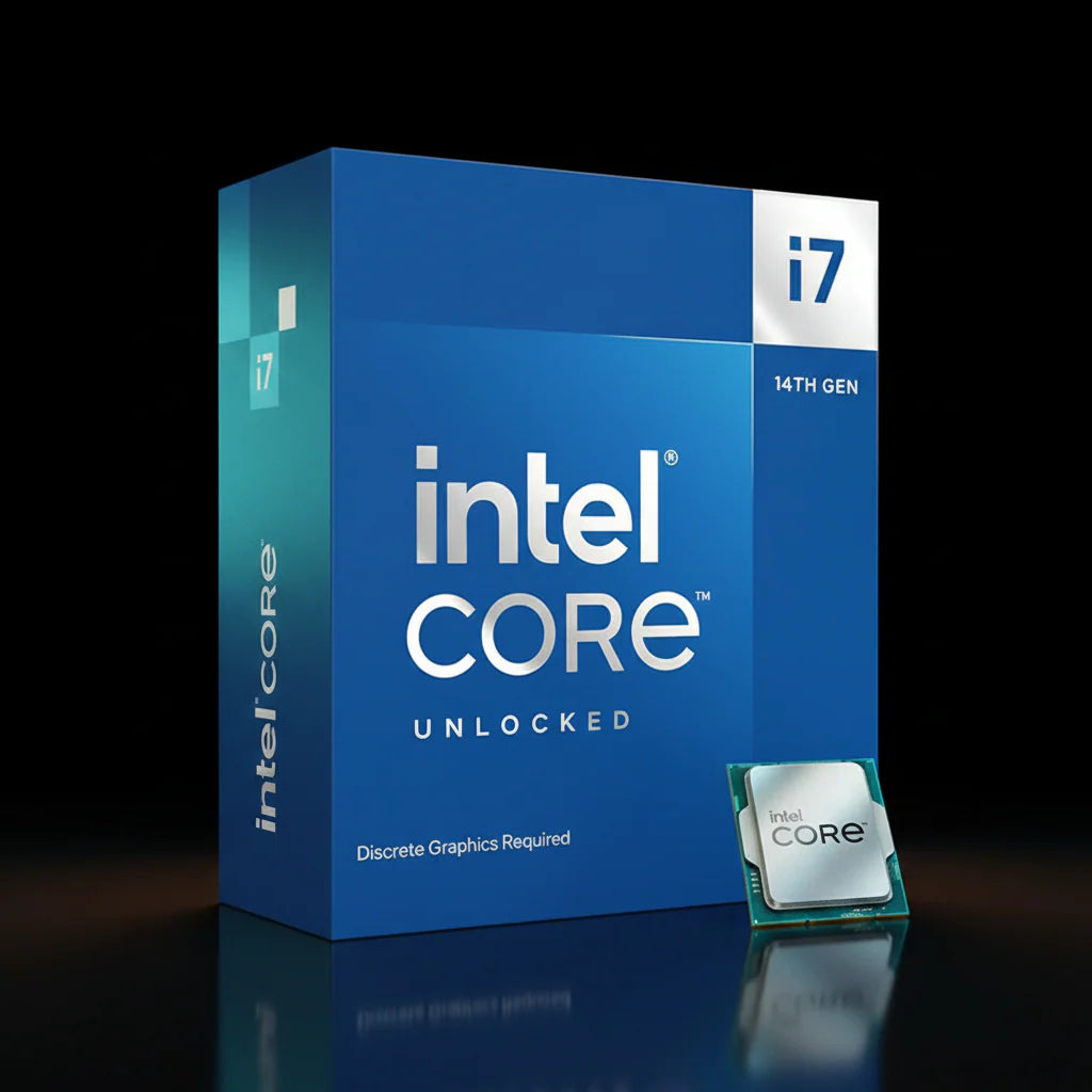 معالج Intel Core i7-14700K إصدار Tray بعدد 20 نواة و28 خيط معالجة بتردد يصل إلى 5.6 جيجاهرتز – طاقة قصوى 253 واط – مقبس LGA1700 – معامل ضرب مفتوح – مزود برسوميات Intel UHD 770
