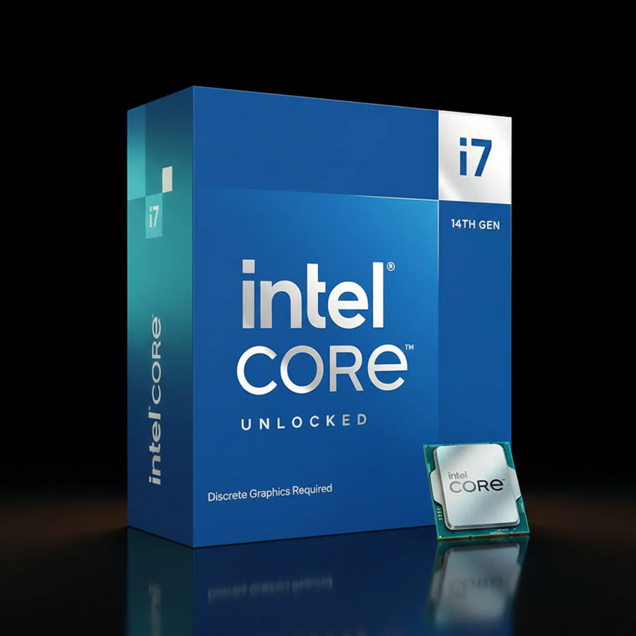 معالج Intel Core i7-14700K إصدار Tray بعدد 20 نواة و28 خيط معالجة بتردد يصل إلى 5.6 جيجاهرتز – طاقة قصوى 253 واط – مقبس LGA1700 – معامل ضرب مفتوح – مزود برسوميات Intel UHD 770