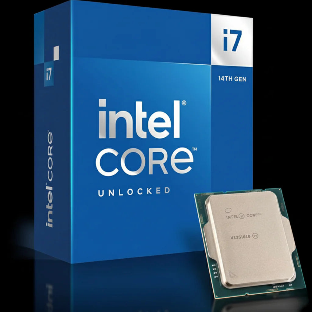 معالج Intel Core i7-14700KF إصدار Tray بعدد 20 نواة و28 خيط معالجة بتردد يصل إلى 5.6 جيجاهرتز – طاقة قصوى 253 واط – مقبس LGA1700 – معامل ضرب مفتوح – بدون رسومات مدمجة