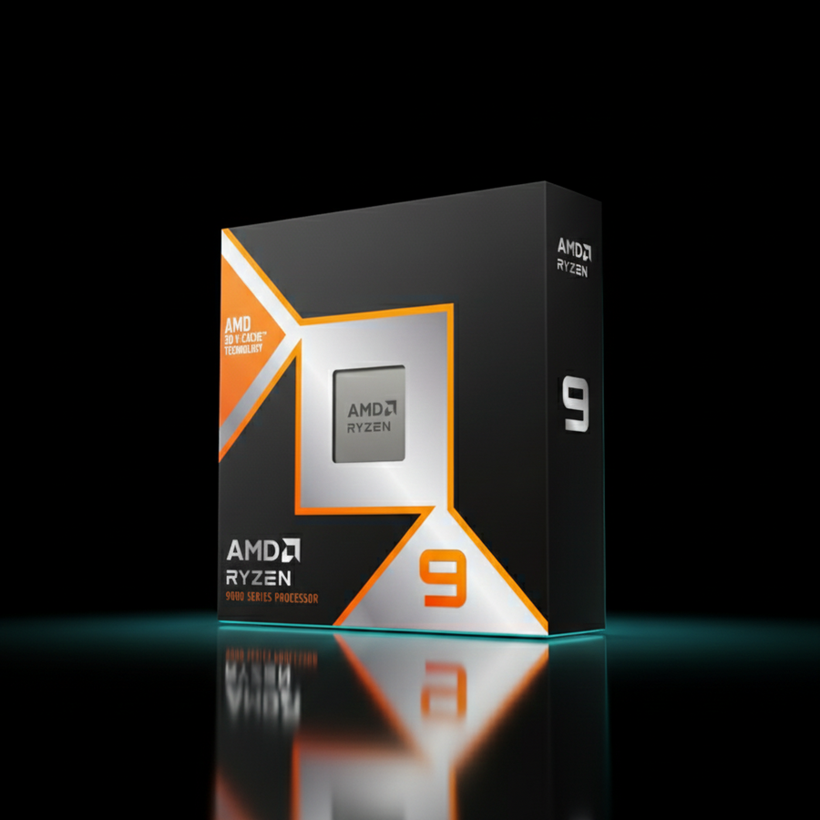 معالج AMD Ryzen 9 9950X3D بعدد 16 نواة و32 خيط معالجة بتردد يصل إلى 5.7 جيجاهرتز – تقنية 3D V-Cache – معمارية Zen 5 – مقبس AM5