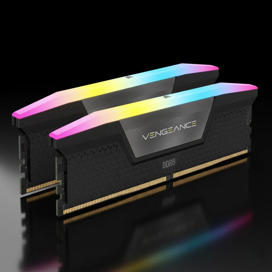 رام Corsair Vengeance RGB بسعة 64 جيجابايت (2×32GB) DDR5 بتردد 6400 ميجاهرتز CL40 – أسود