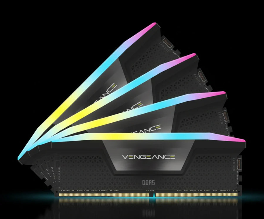 ذاكرة Corsair VENGEANCE RGB بسعة 64 جيجابايت (4×16GB) DDR5 بتردد 6200MHz وتوقيت C32