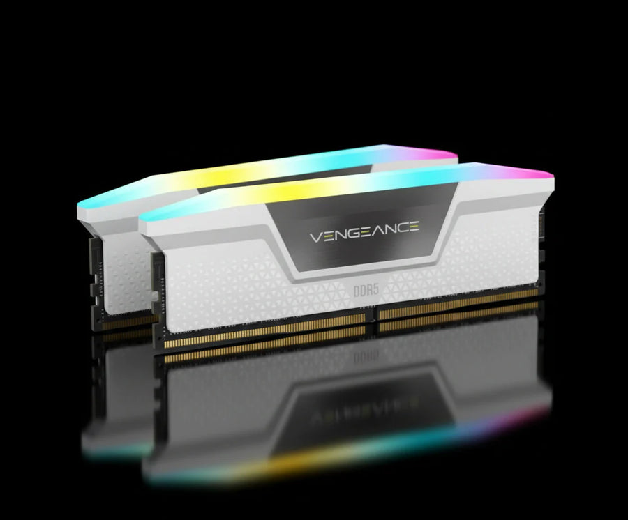 ذاكرة Corsair Vengeance RGB White بسعة 32 جيجابايت (2×16GB) DDR5 بتردد 6000 ميجاهرتز – توقيت CL36 