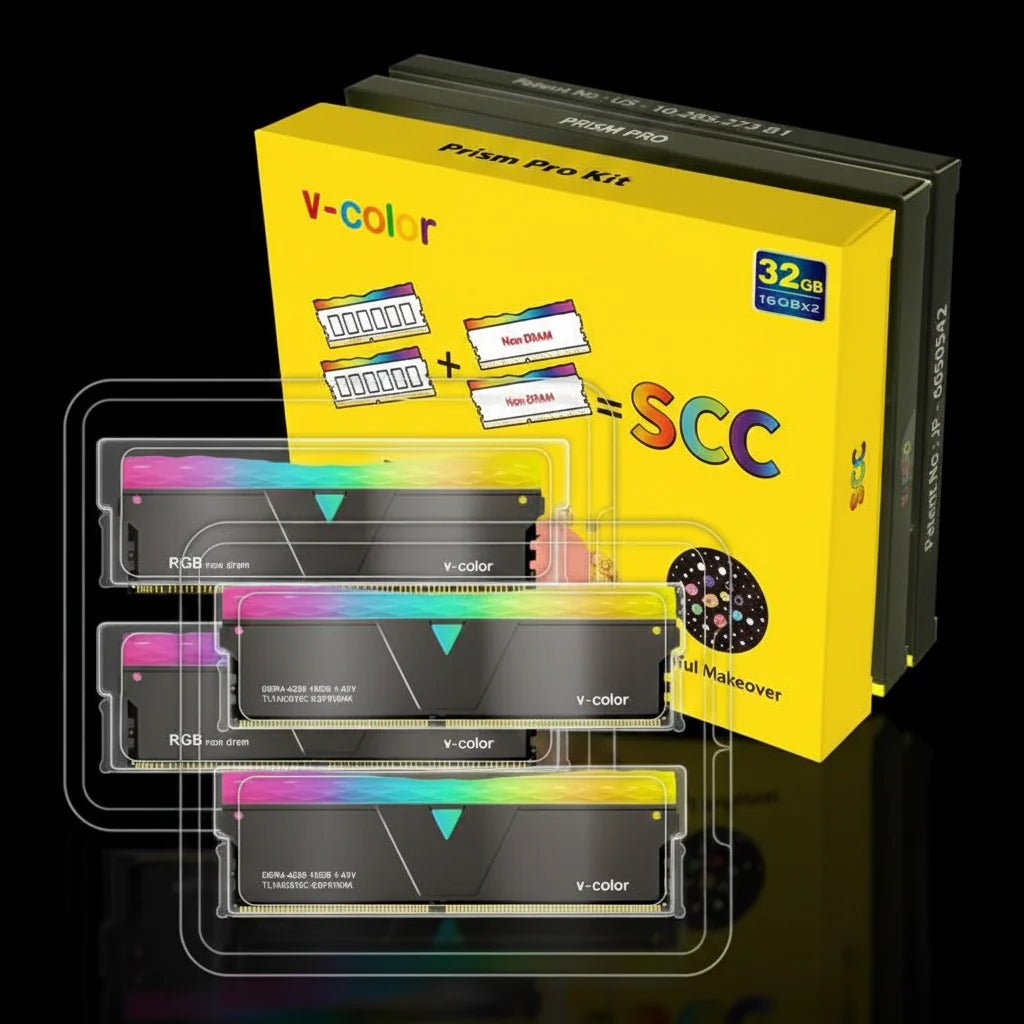 V-COLOR Prism Pro RGB 32GB (2x16GB) DDR4 3600MHz Gaming Desktop Memory Kit
