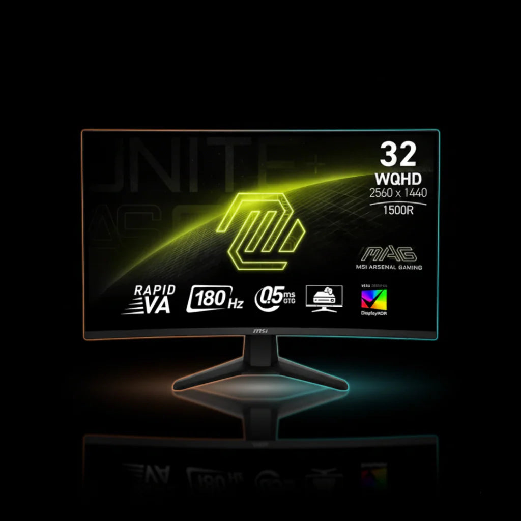 MSI MAG شاشة ألعاب 32 بوصة منحنية QHD – 180 هرتز – 0.5 مللي ثانية