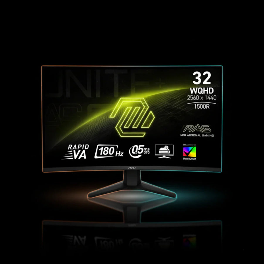 MSI MAG شاشة ألعاب 32 بوصة منحنية QHD – 180 هرتز – 0.5 مللي ثانية