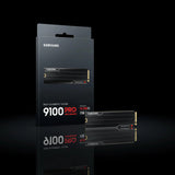 قرص تخزين Samsung 9100 PRO بسعة 4 تيرابايت مع مشتت حراري – NVMe 2.0 – M.2 2280 – PCIe 5.0 x4 – بسرعة قراءة تصل إلى 14800 ميجابايت/ث وكتابة 13400 ميجابايت/ث
