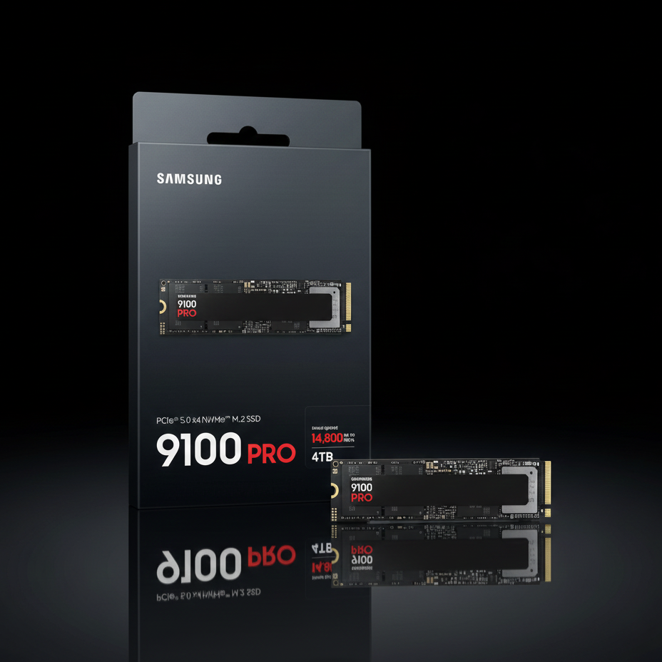 Samsung 9100 PRO 4TB NVMe 2.0 M.2 2280 SSD (PCIe 5.0 x4, Up to 14800MB/s Read, 13400MB/s Write)