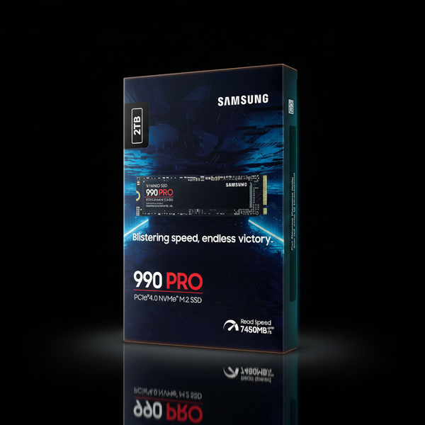 قرص تخزين Samsung 990 PRO بسعة 2 تيرابايت – NVMe – M.2 2280 – PCIe 4.0 – بسرعة قراءة تصل إلى 7450 ميجابايت/ث وكتابة 6900 ميجابايت/ث