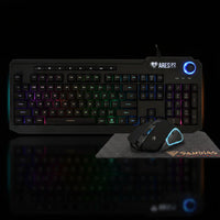 مجموعة ألعاب ARES P2 RGB 3 في 1 – لوحة مفاتيح، ماوس و وسادة ماوس لأجهزة الكمبيوتر واللابتوب