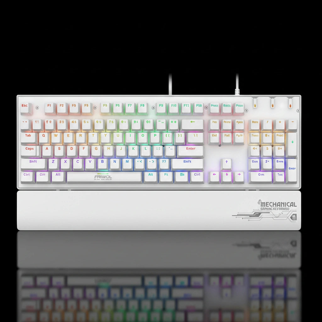 Friwol X10 RGB Mechanical Gaming Keyboard – White, Anti-Ghosting Keys