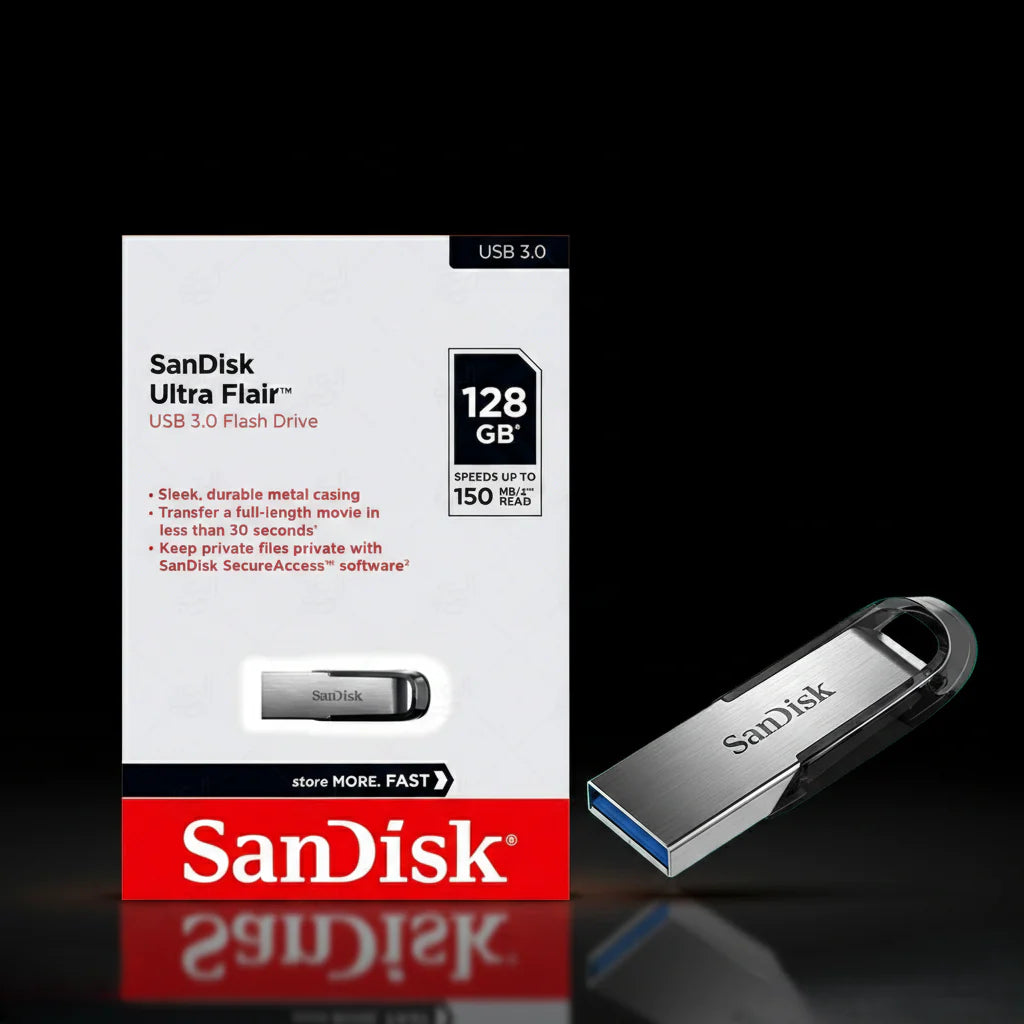 فلاش SanDisk Ultra Flair Z73 USB 3.0 – بسعات 16 جيجابايت / 24 جيجابايت / 128 جيجابايت، وحدة تخزين عالية السرعة