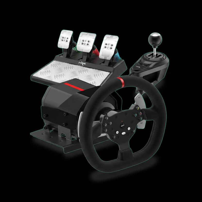 مقود ألعاب PXN-V10 – دركسون سباق مع دواسات وناقل حركة ودعم Force Feedback لأجهزة PC وPS وXbox