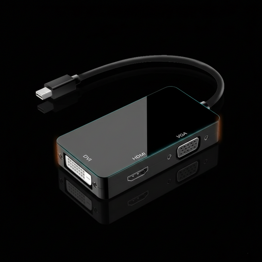 Mini DisplayPort to VGA / HDMI / DVI Adapter – Multi-Interface Video Converter for PC & Laptop